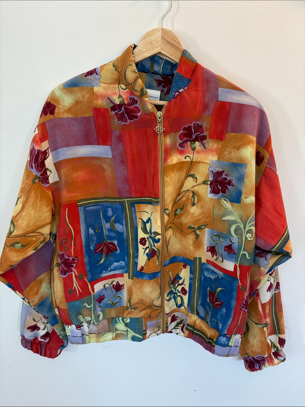 Vintage Colorful Floral Patchwork Zip Bomber Jacket - Multi